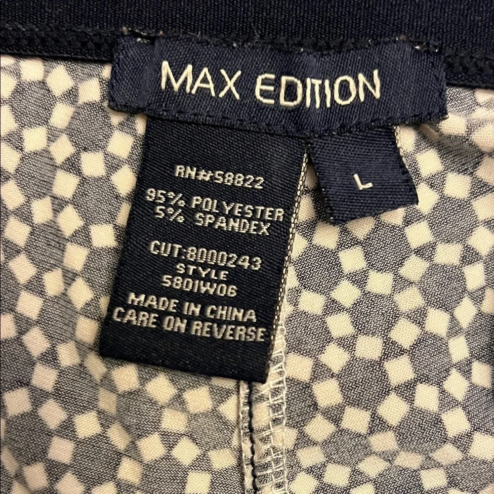 Max Edition Navy and White Geometric Pants size L